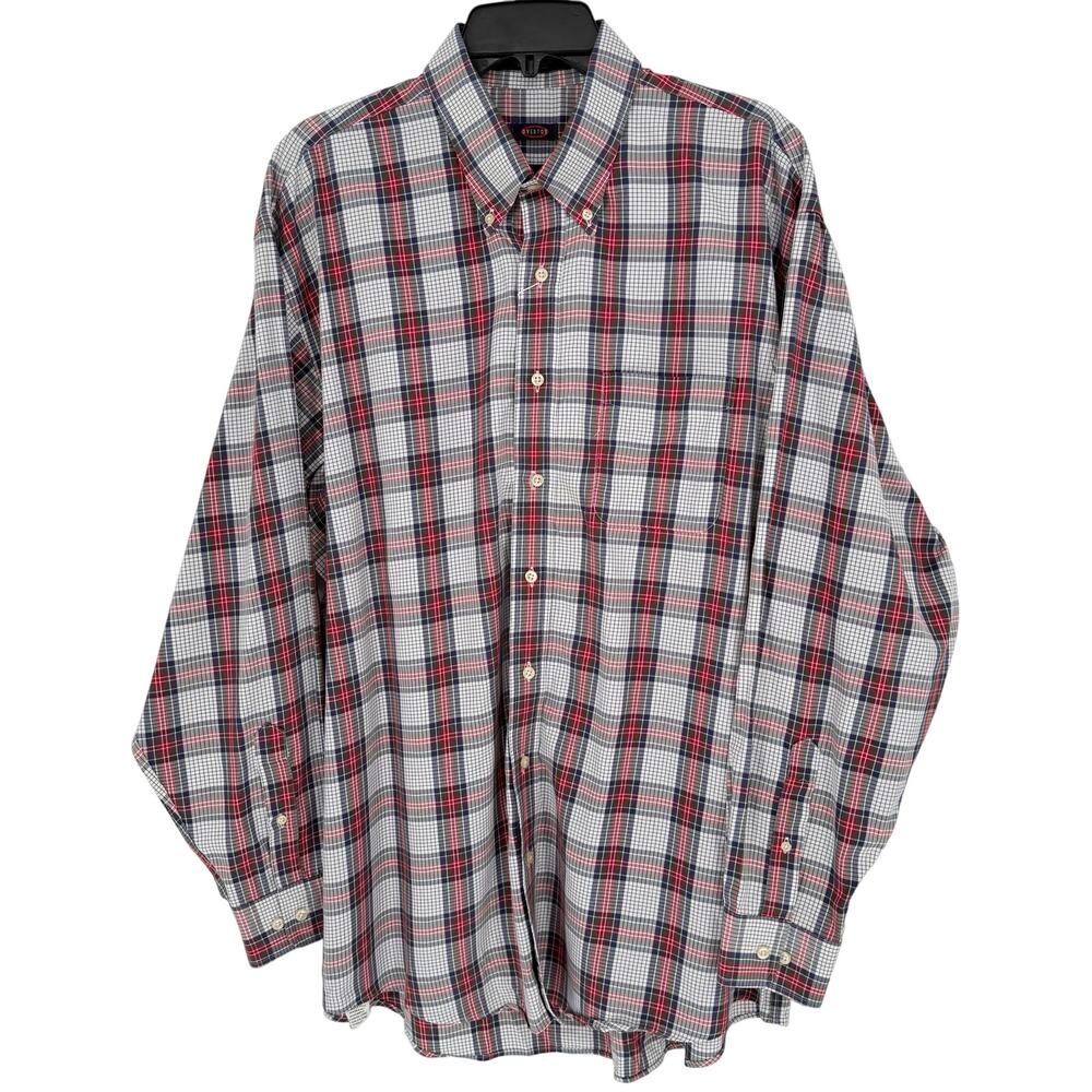 Overton Men's Casual Shirt Classic Holiday Plaid Red Green